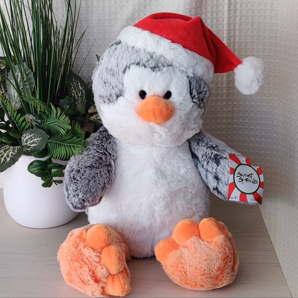 Plush Penguin with Santa HatSweet Sprouts Holiday Penguin Plush 12"